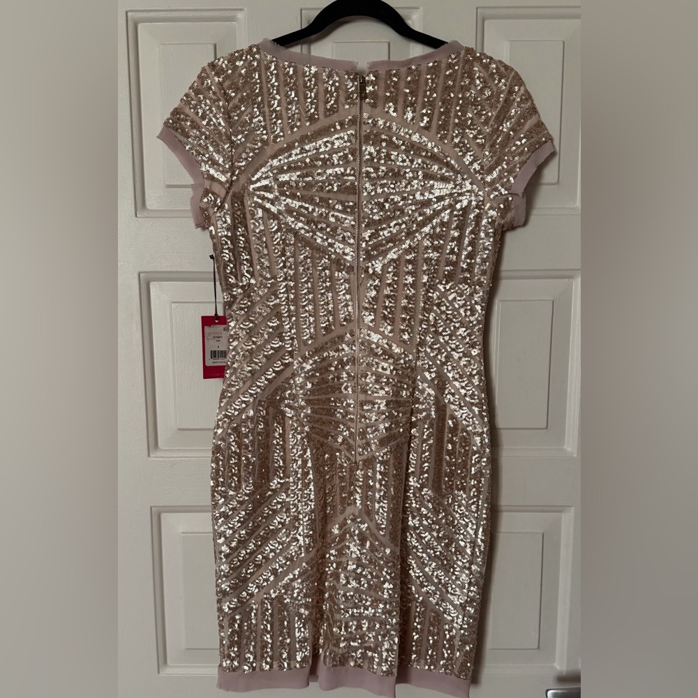Vintage Vince Camuto Soft Gold Sequin Mini Dress size 8 - Picture 2 of 7